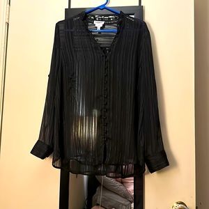 Express PortoFino sheer black silver lining shirt